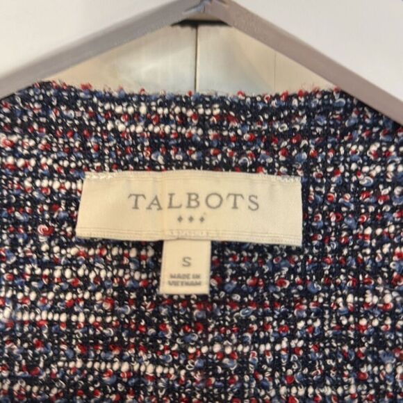 Talbots tweed blue and red open blazer jacket size small - Picture 3 of 9